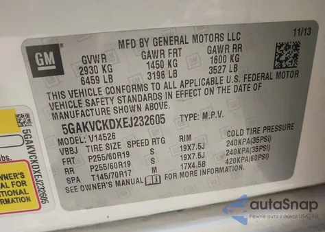 2014 Buick Enclave Premium z USA, uszkodzony, nr VIN 5GAKVCKDXEJ232605